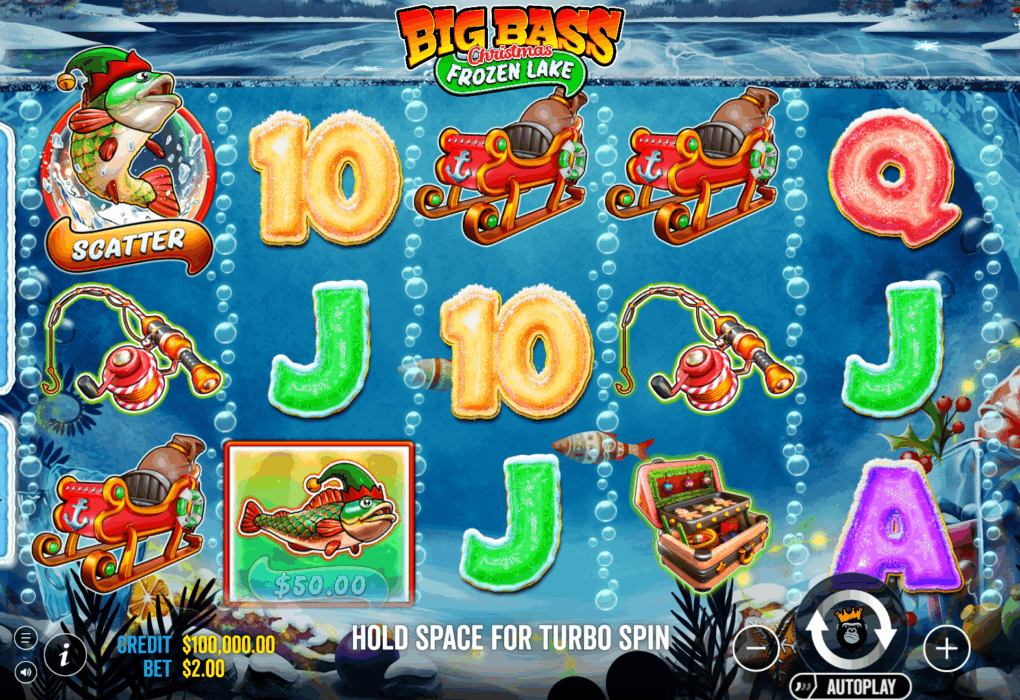 Big Bass Christmas Frozen Lake Base Game Play