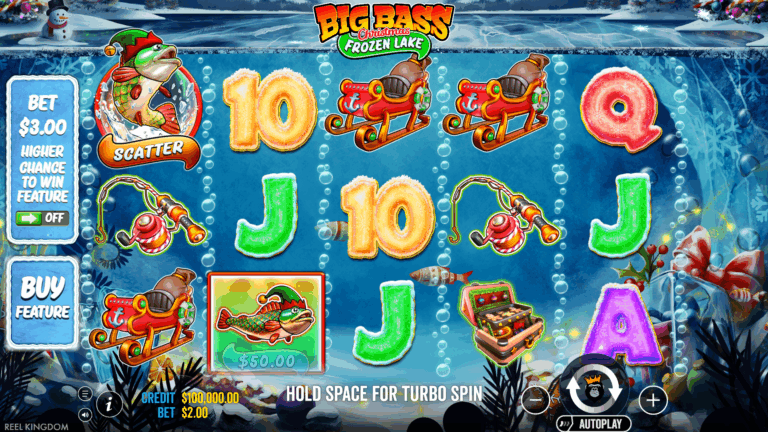 Big Bass Christmas Frozen Lake Base Game Play
